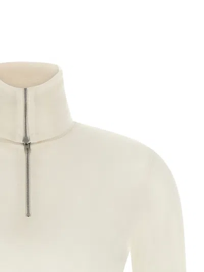 Jil Sander Half-zip Virgin Wool Blend Sweater In Blanco