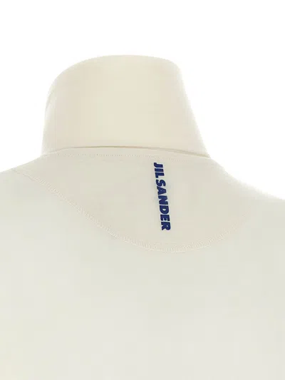 Jil Sander Half-zip Virgin Wool Blend Sweater In Blanco