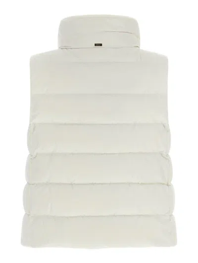 Herno Technical Satin Vest Padded High Collar In Blanco