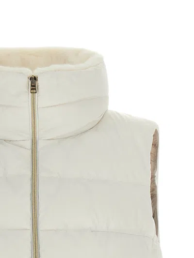 Herno Technical Satin Vest Padded High Collar In Blanco