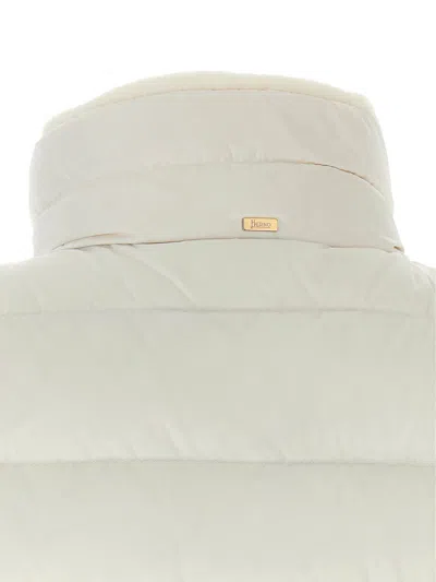 Herno Technical Satin Vest Padded High Collar In Blanco