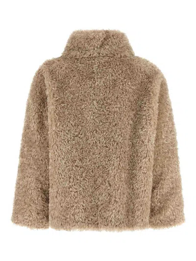 Herno Shearling-effect Polyester Coat In Beis