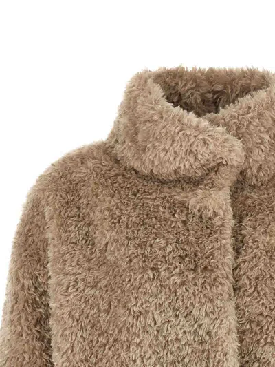 Herno Shearling-effect Polyester Coat In Beis