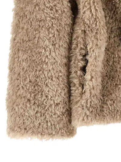 Herno Shearling-effect Polyester Coat In Beis