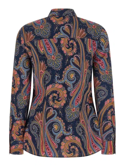 Etro Paisley-patterned Cotton Blouse In Azul