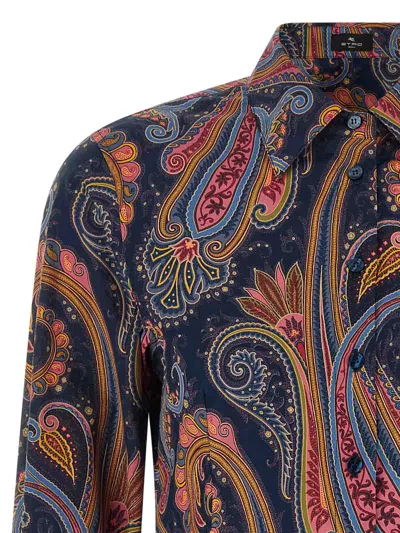 Etro Paisley-patterned Cotton Blouse In Azul