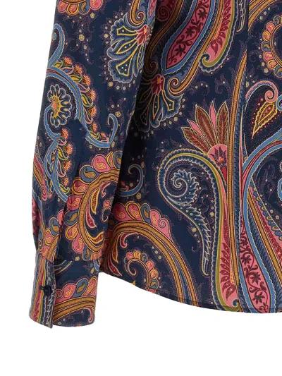 Etro Paisley-patterned Cotton Blouse In Azul