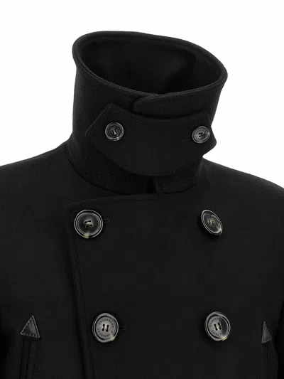 Dsquared2 Wool Double-breasted Coat In Negro