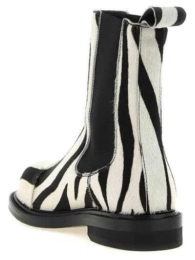 Moschino Zebra Pattern Ankle Boots Elastic Panels In Blanco
