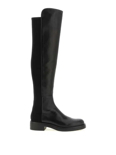 Stuart Weitzman Black Nappa Leather And Fabric Celia Boots In Negro