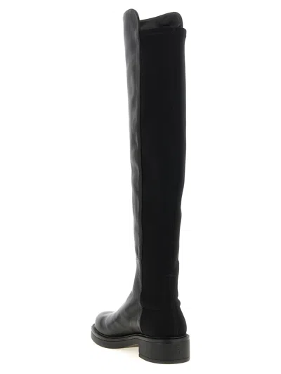 Stuart Weitzman Black Nappa Leather And Fabric Celia Boots In Negro