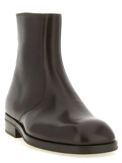 Lemaire Leather Ankle Boots In Marrón