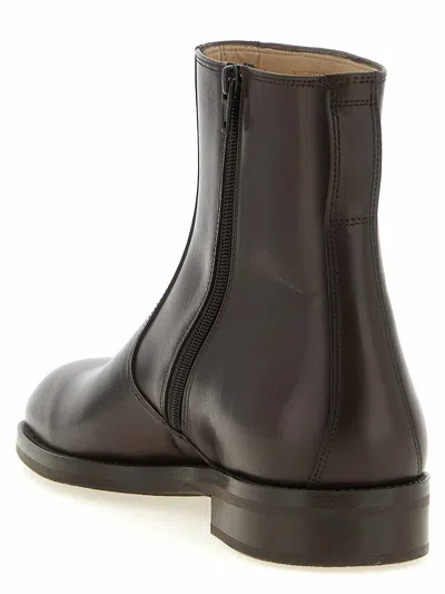 Lemaire Leather Ankle Boots In Marrón