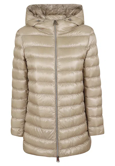 Herno A-shape Down Jacket In Silky Ultralight Nylon In Neutral
