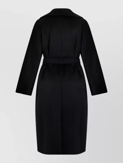 Weekend Max Mara Double Breasted Wool Coat Belted Midi In Black