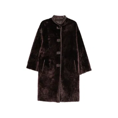 Joseph Reversible Shearling Coat In Brown