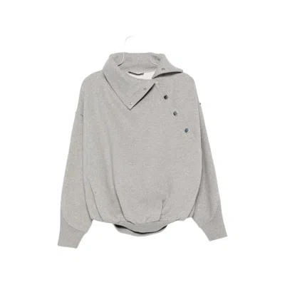 Sportmax Asymmetric Press-stud Sweatshirt In Grey