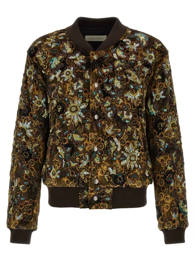 Dries Van Noten Embellished Bomber Jacket In Brown