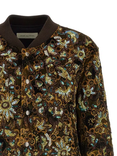 Dries Van Noten Embellished Bomber Jacket In Brown