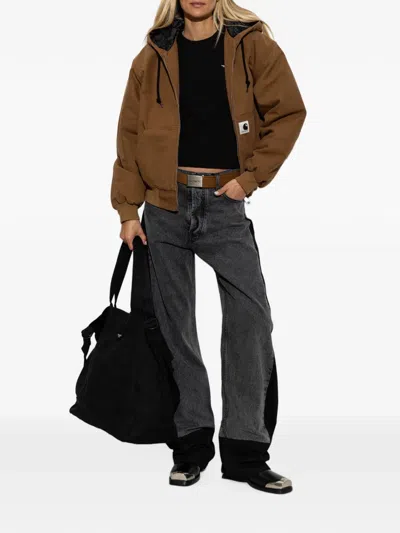 Carhartt Active Logo-patch Drawstring Jacket In Brown