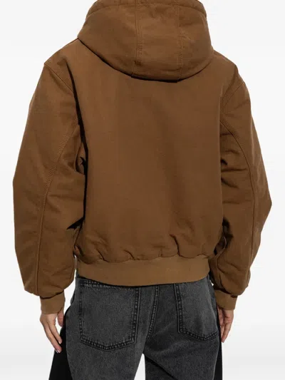 Carhartt Active Logo-patch Drawstring Jacket In Brown