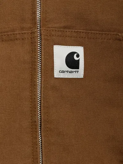 Carhartt Active Logo-patch Drawstring Jacket In Brown