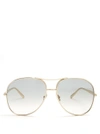 Chloé Women's Nerine Brow Bar Aviator Sunglasses, 60mm In Gold/blue/gray Gradient Lens