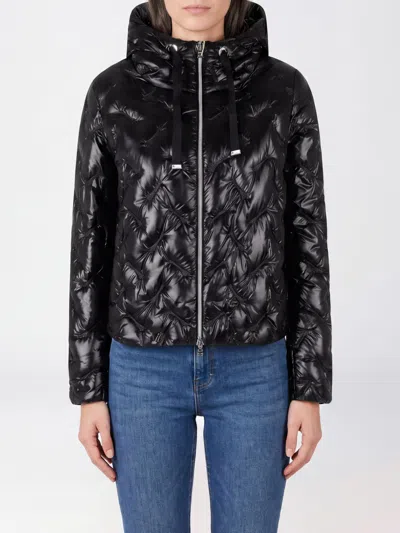 Herno Black High Neck Drawstring Double-slider Zip Polyamide Down Jacket In Multi