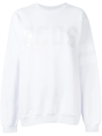 Gcds Branded Sweatshirt In White