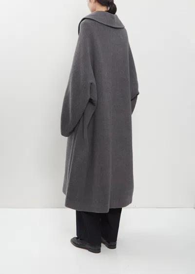Y's Arranged Sleeve Wool Mosser Coat In Grey
