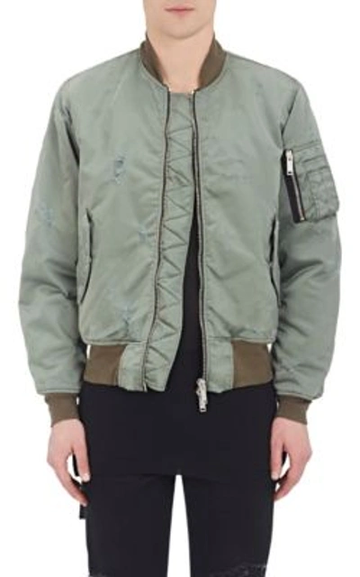 Ben Taverniti Unravel Project Insulated Distressed Bomber Jacket In Green,dark Green