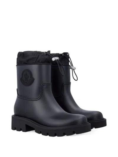 Moncler Kickstream Drawstring-top Logo-patch Ankle Boots In Black