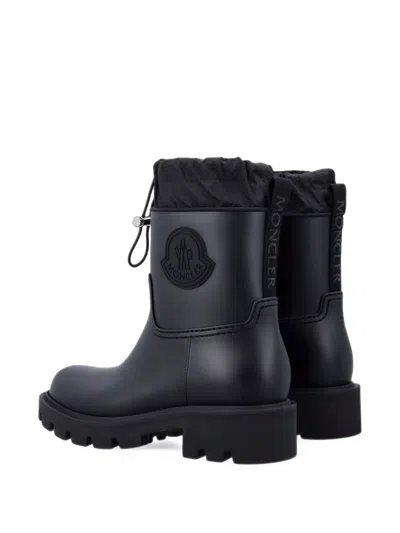 Moncler Kickstream Drawstring-top Logo-patch Ankle Boots In Black