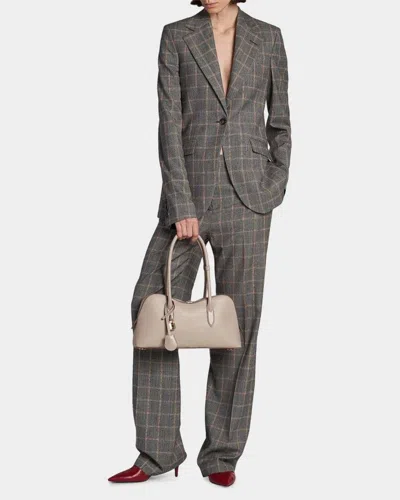 Stella Mccartney Slim Checked Single-breasted Blazer Jacket In Gray