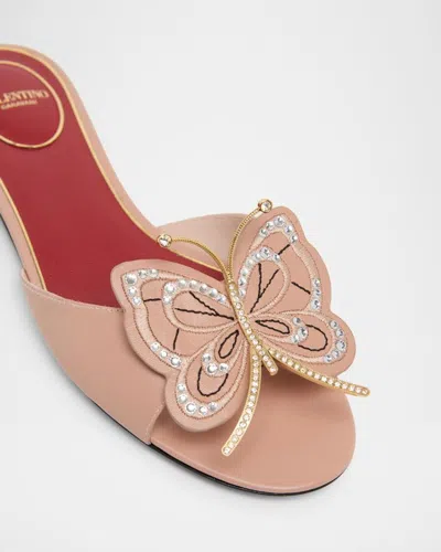 Valentino Flutterby Flat Slides In Bnw Light