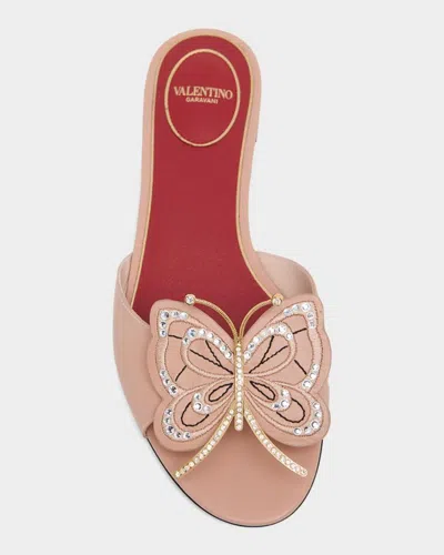 Valentino Flutterby Flat Slides In Bnw Light