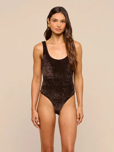 L'agence Kalea Velvet Bodysuit In Dark Java