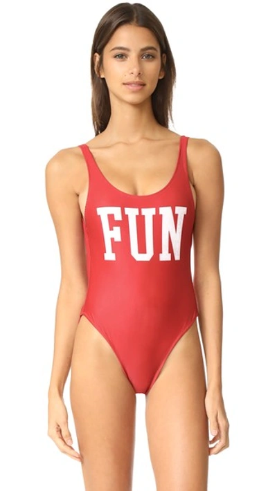 Chrldr Fun One-piece Swimsuit In Red