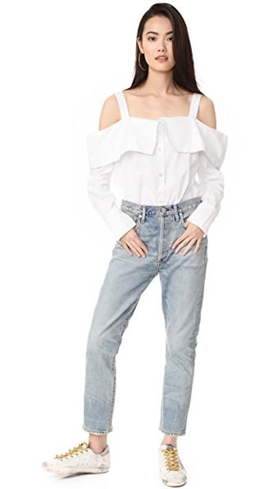 Shop Clu Off The Shoulder Shirt In White