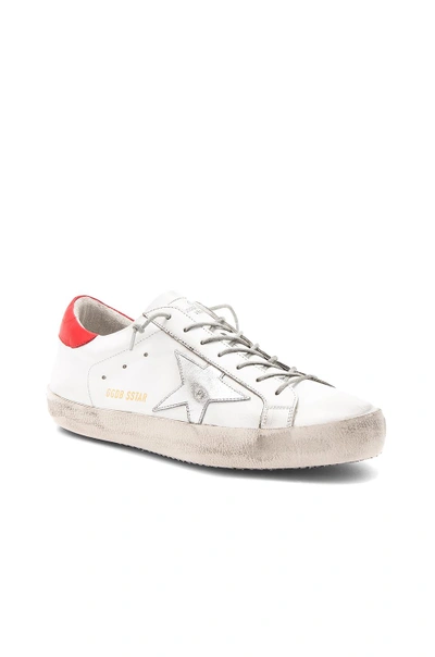 Shop Golden Goose Superstar In White Leather & Red