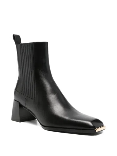 Sandro Metal-tip Elasticated-panel Ankle Boots In Black