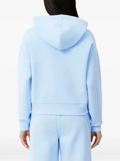 Lacoste Logo-patch Drawstring Hoodie In Blue