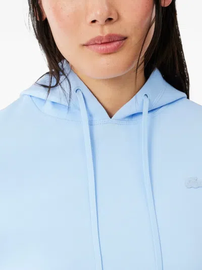 Lacoste Logo-patch Drawstring Hoodie In Blue