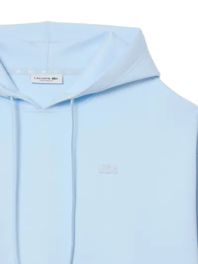 Lacoste Logo-patch Drawstring Hoodie In Blue