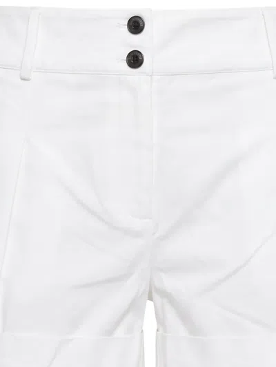 Brandon Maxwell Pleated Turn-up Shorts In White