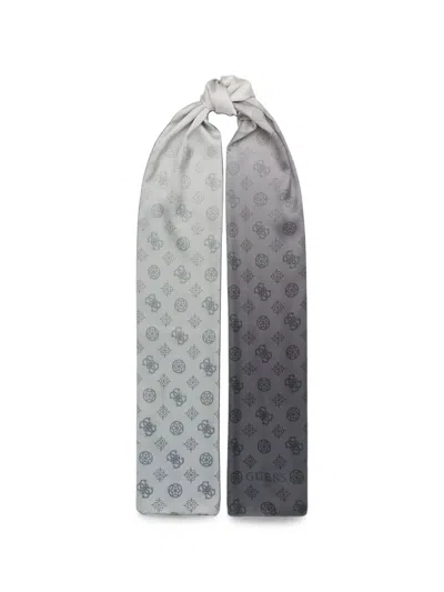 Guess Usa Monogram-print Gradient-effect Scarf In Gray