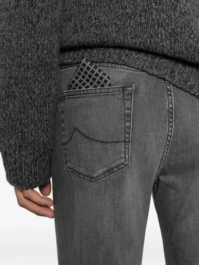 Jacob Cohen Distressed Cotton Jeans In Gray