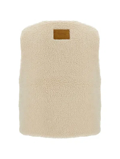 Barbour Fur-effect Button-up Gilet In Gold