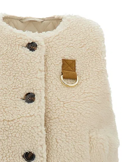 Barbour Fur-effect Button-up Gilet In Gold