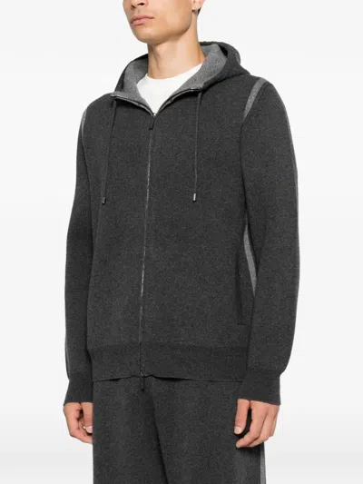 Panicale Zip-up Drawstring Hoodie In Black